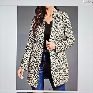 FloryDay‎ Leopard Print Blazer Jacket L